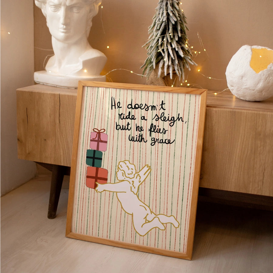 Weihnachtsengel-Wandbild – Anmutiges Weihnachtszitat-Poster