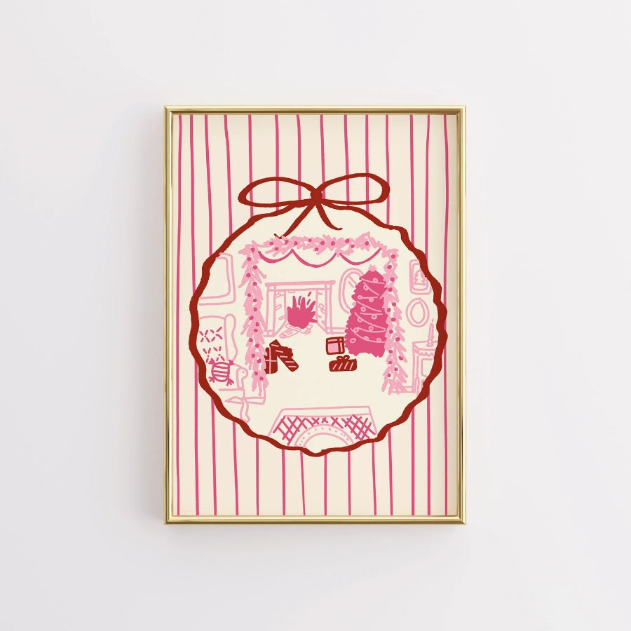 Cozy Ornament Scene – Preppy Holiday Bauble Print