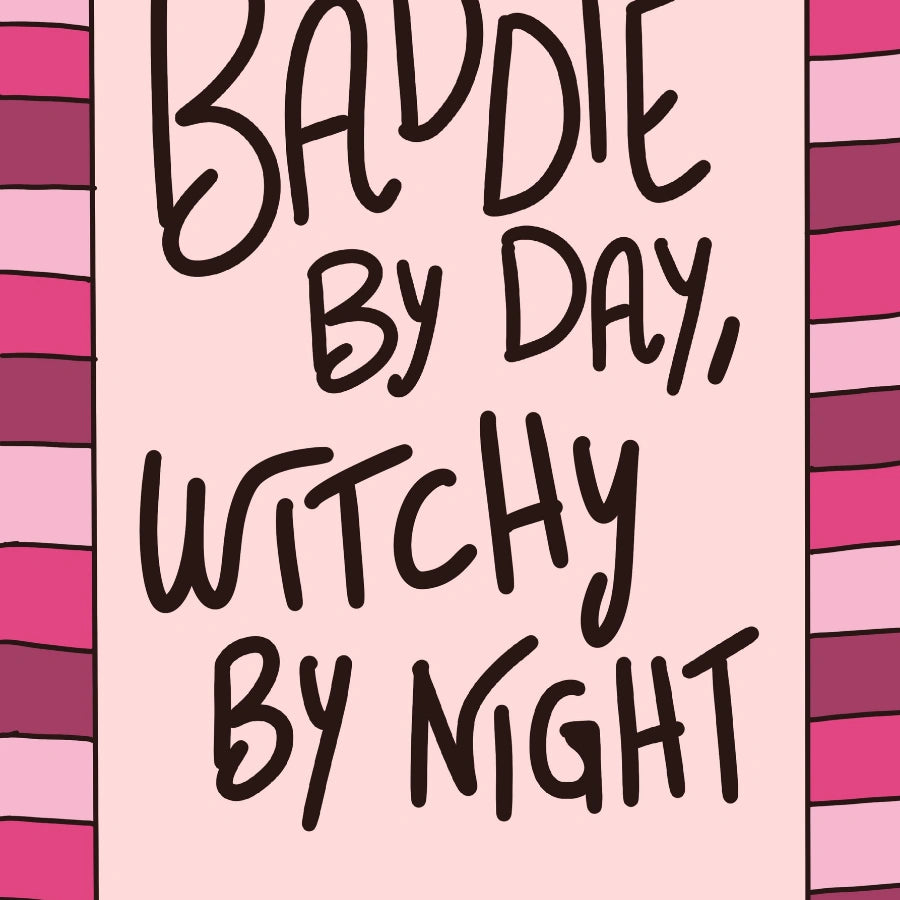 Baddie Witch Wall Art – Pink Halloween Quote Print