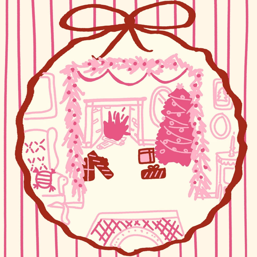 Cozy Ornament Scene – Preppy Holiday Bauble Print