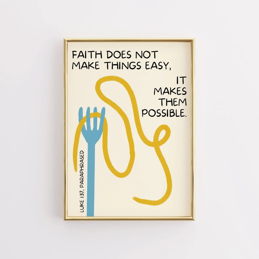 Faith Makes It Possible Christian Wall Art – Luke 1:37 Paraphrased Print