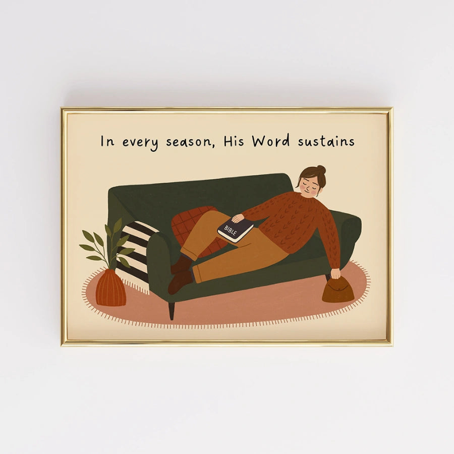 In Every Season His Word Sustains Wall Art - Autumn Christian Print