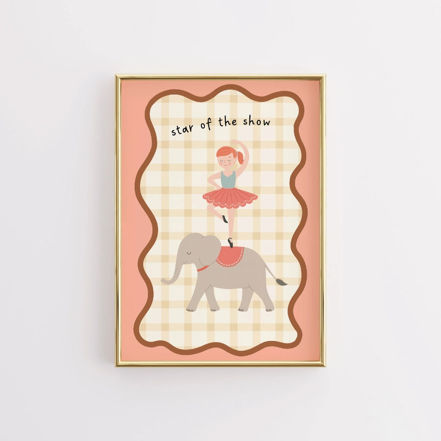 Star of the Show Nursery Print - Circus Elephant and Ballerina Wall Art