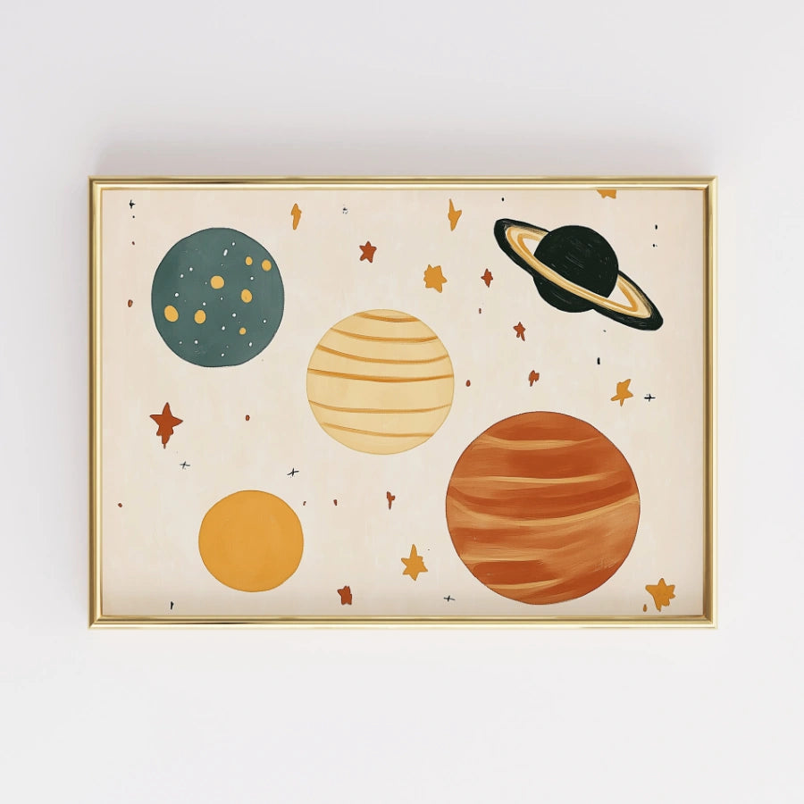 Planets Nursery Print – Cute Space Wall Art for Boys