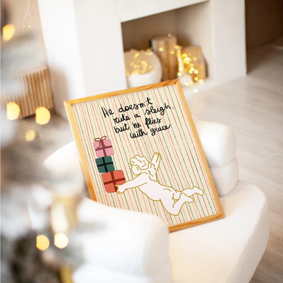 Weihnachtsengel-Wandbild – Anmutiges Weihnachtszitat-Poster