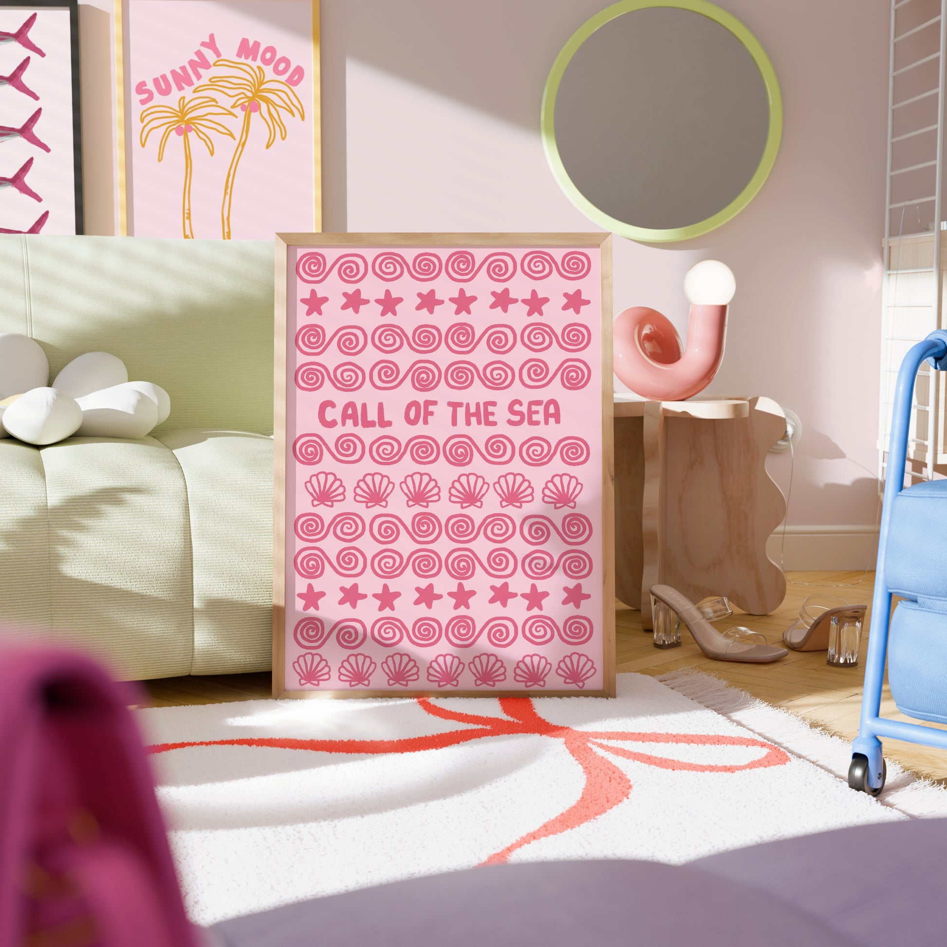 Call of the Sea Wall Art – Pink Nautical Beach Print