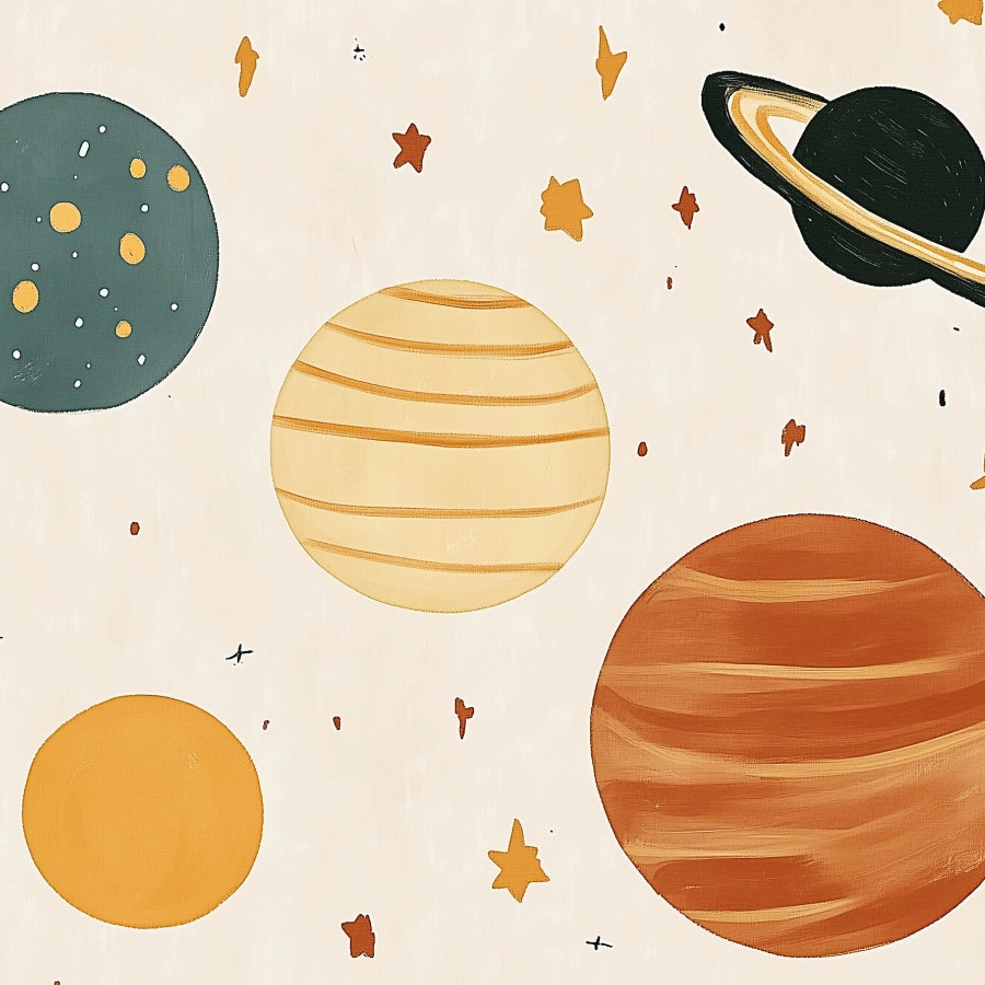 Planets Nursery Print – Cute Space Wall Art for Boys