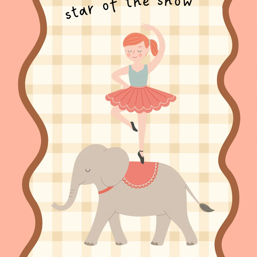 Star of the Show Nursery Print - Circus Elephant and Ballerina Wall Art