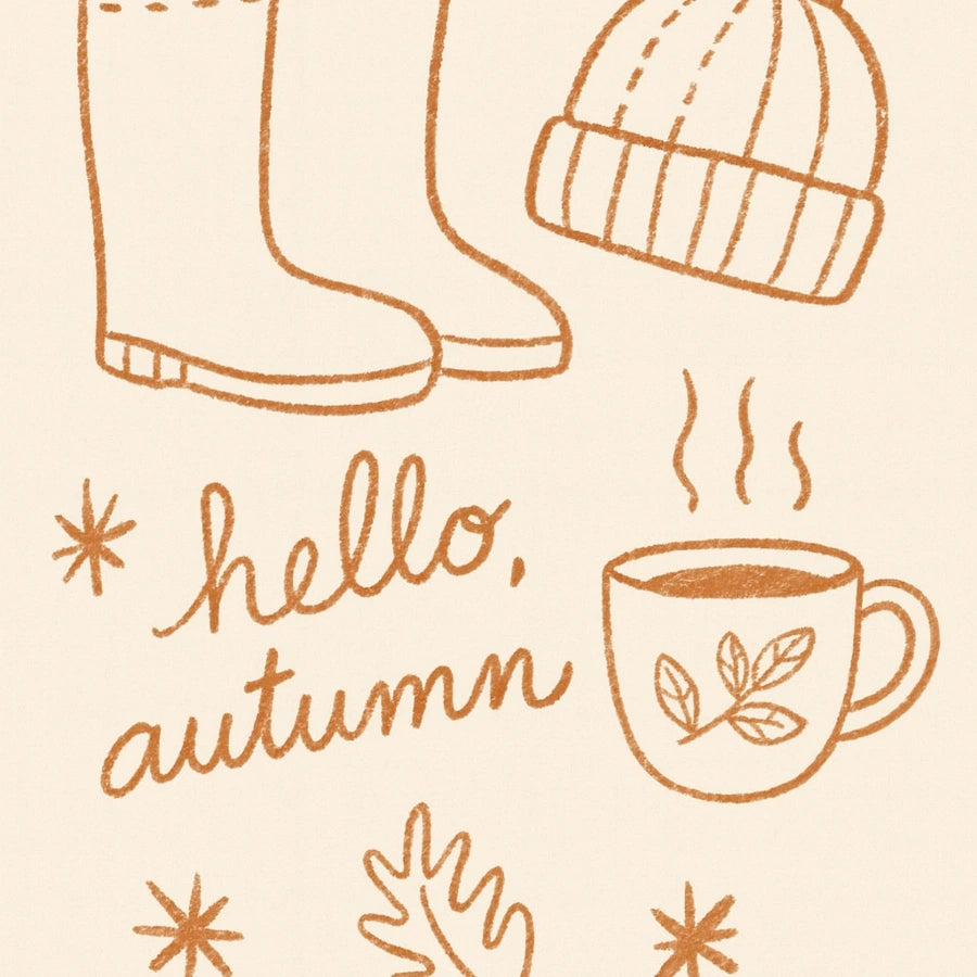 Hello Autumn Wall Art - Cozy Fall Quote Print