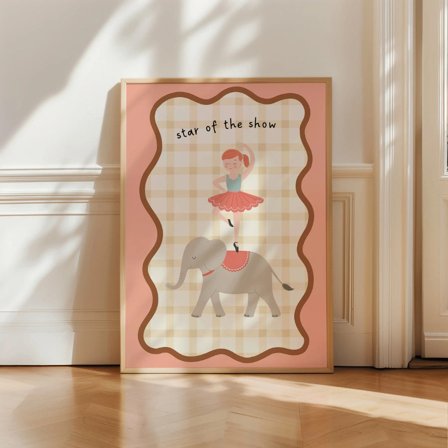 „Star der Show“ – Kinderzimmerbild: Zirkuselefant und Ballerina