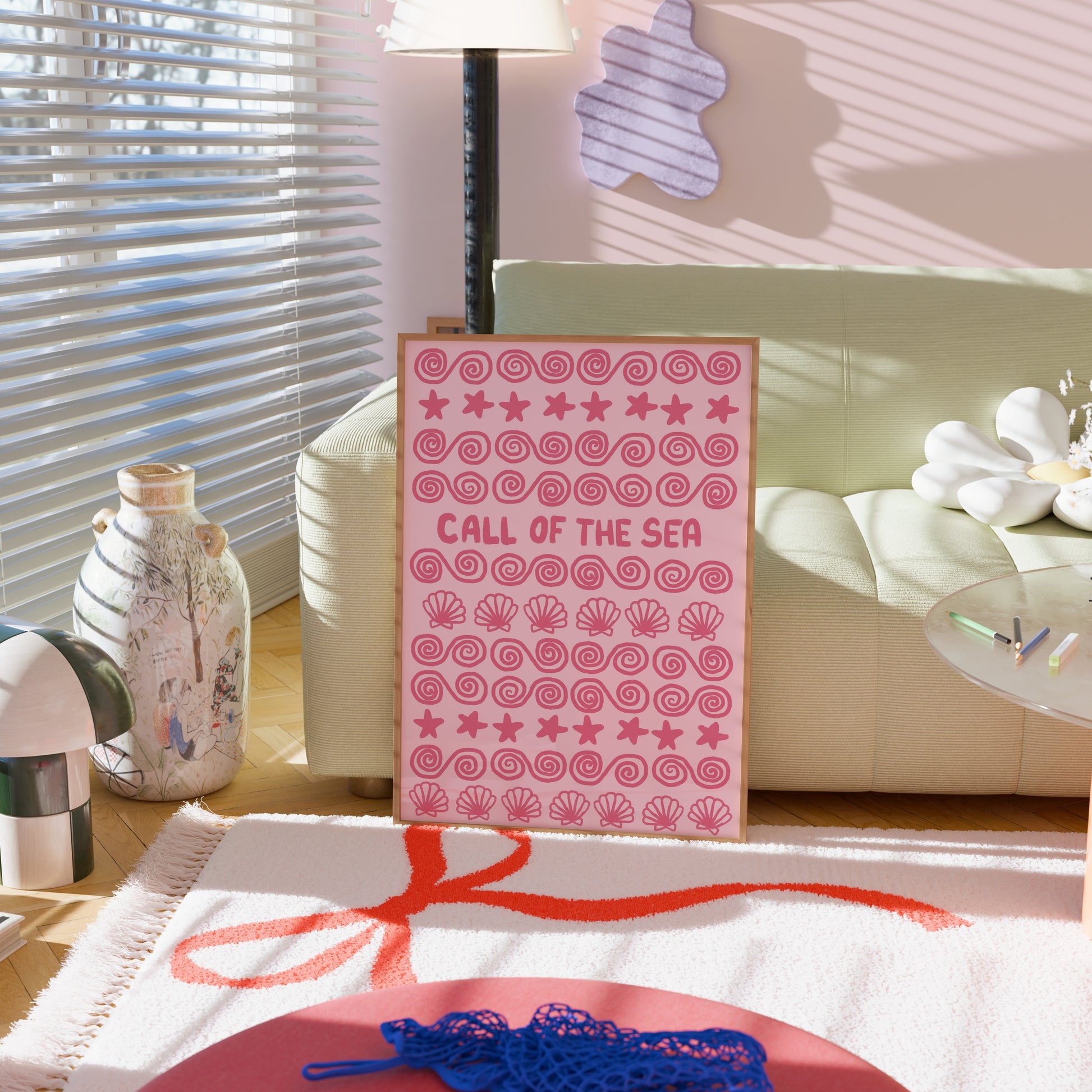 Call of the Sea Wall Art – Pink Nautical Beach Print