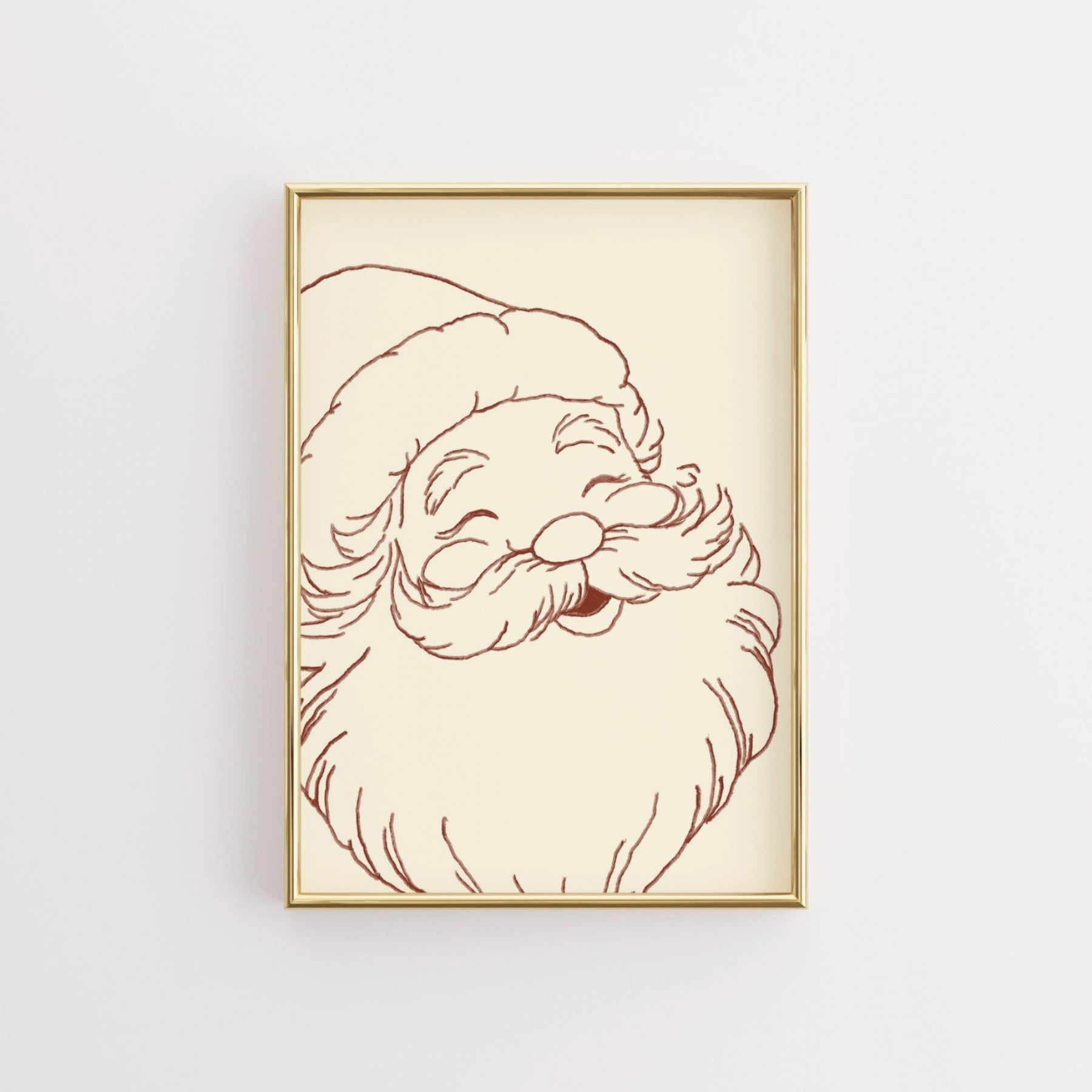 Minimal Santa Claus Line Art Print
