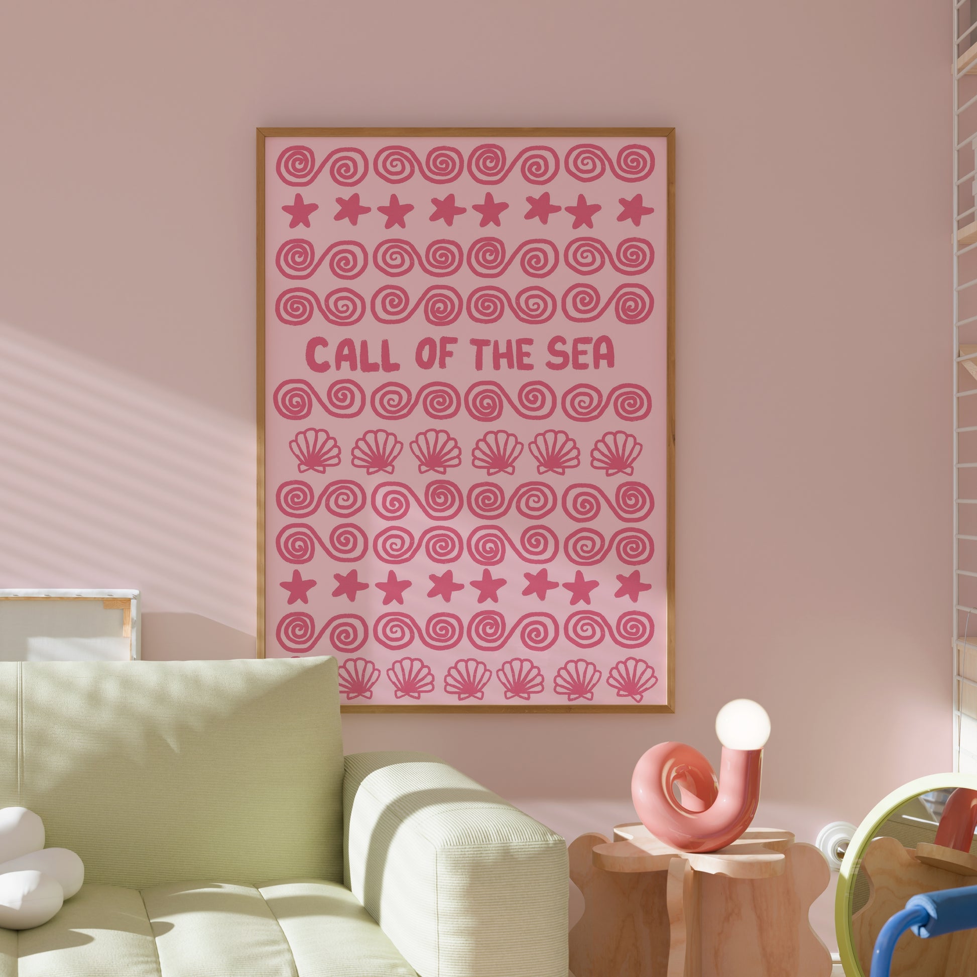Call of the Sea Wall Art – Pink Nautical Beach Print