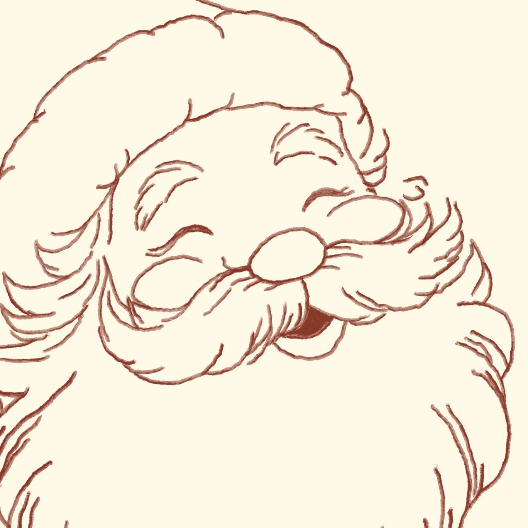 Minimal Santa Claus Line Art Print