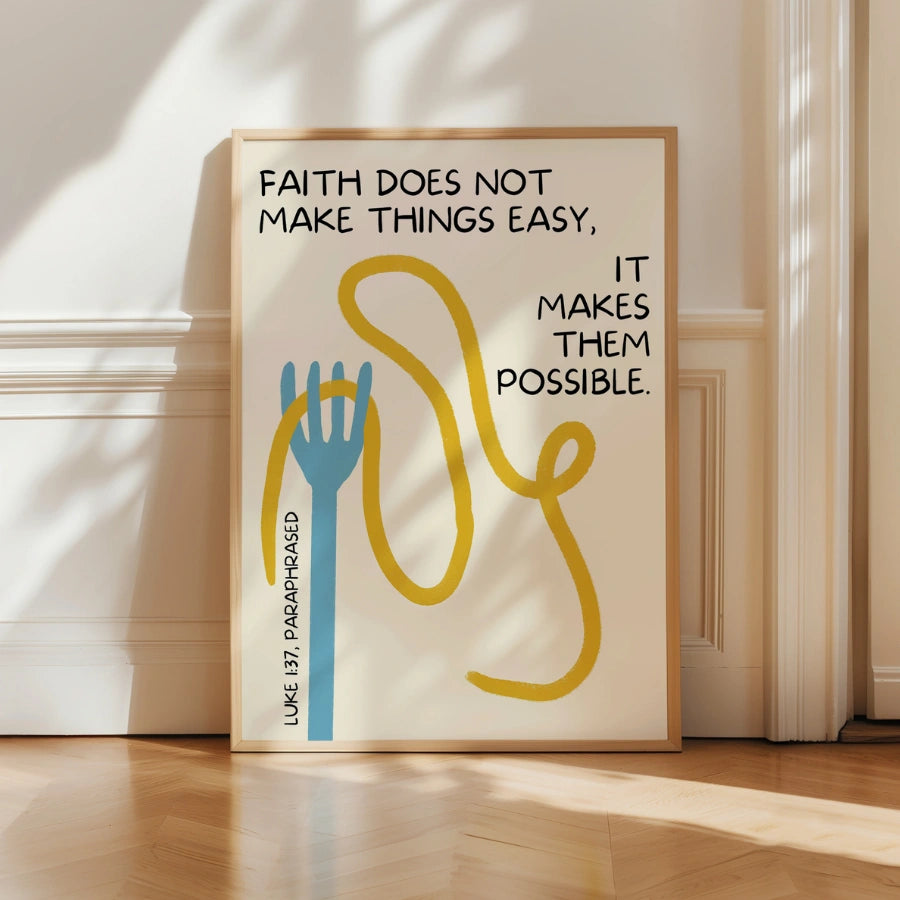 Faith Makes It Possible Christian Wall Art – Luke 1:37 Paraphrased Print