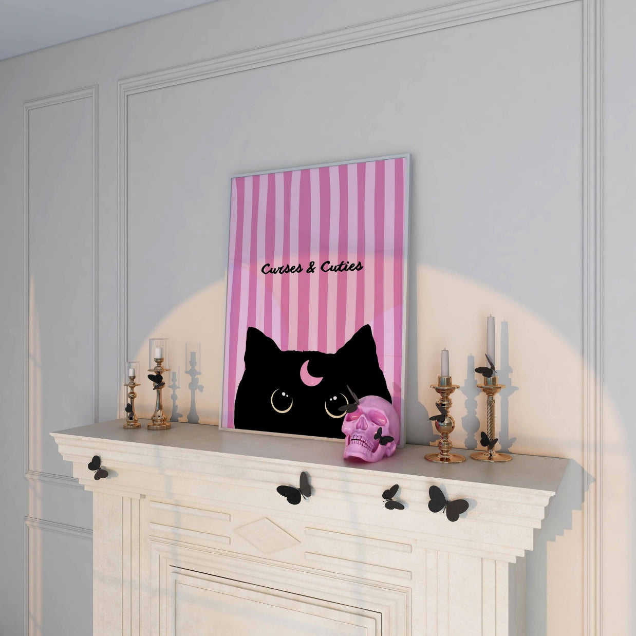 Curses and Cuties Cat  – Halloween Print