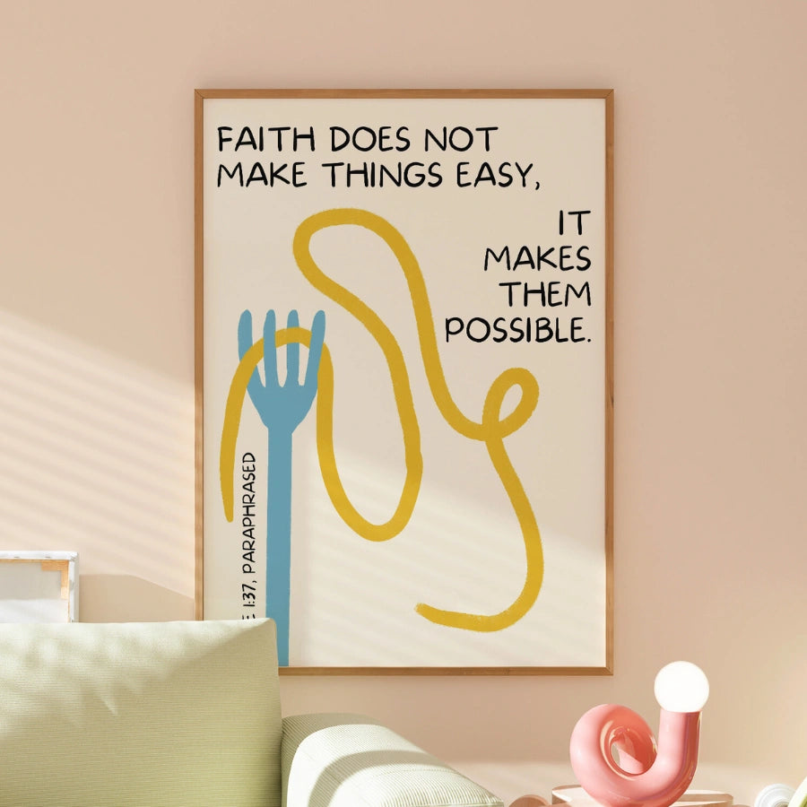 Faith Makes It Possible Christian Wall Art – Luke 1:37 Paraphrased Print