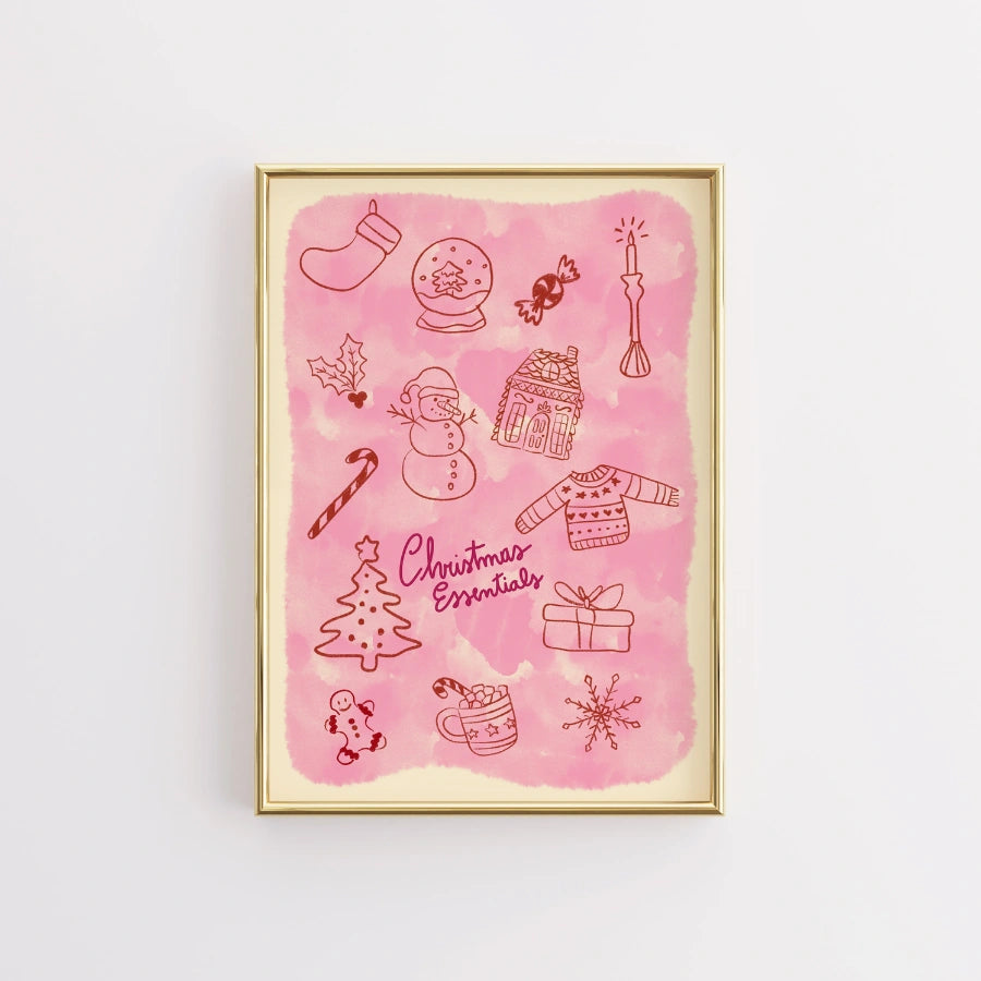 Articoli essenziali per Natale – Poster di Natale preppy