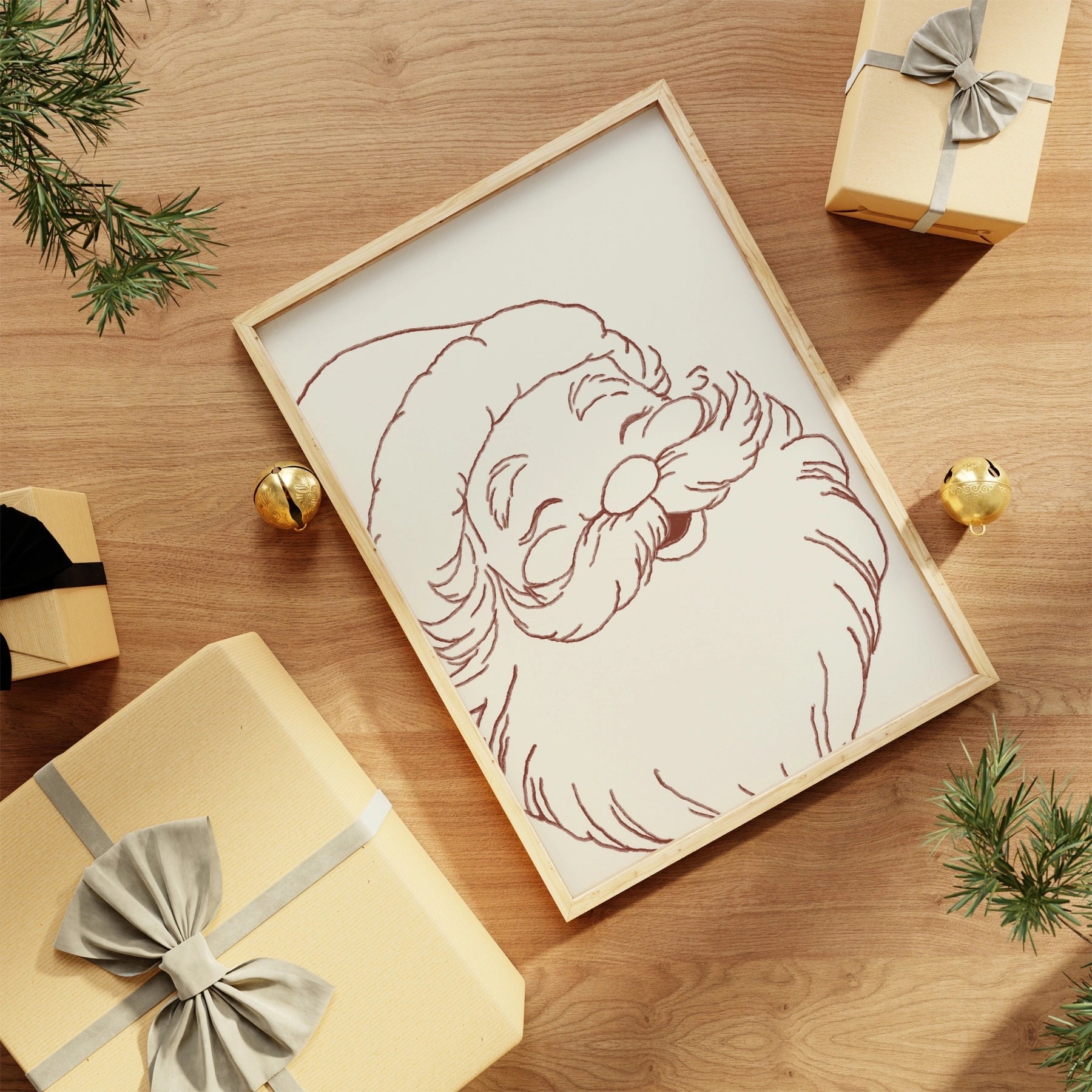 Minimal Santa Claus Line Art Print