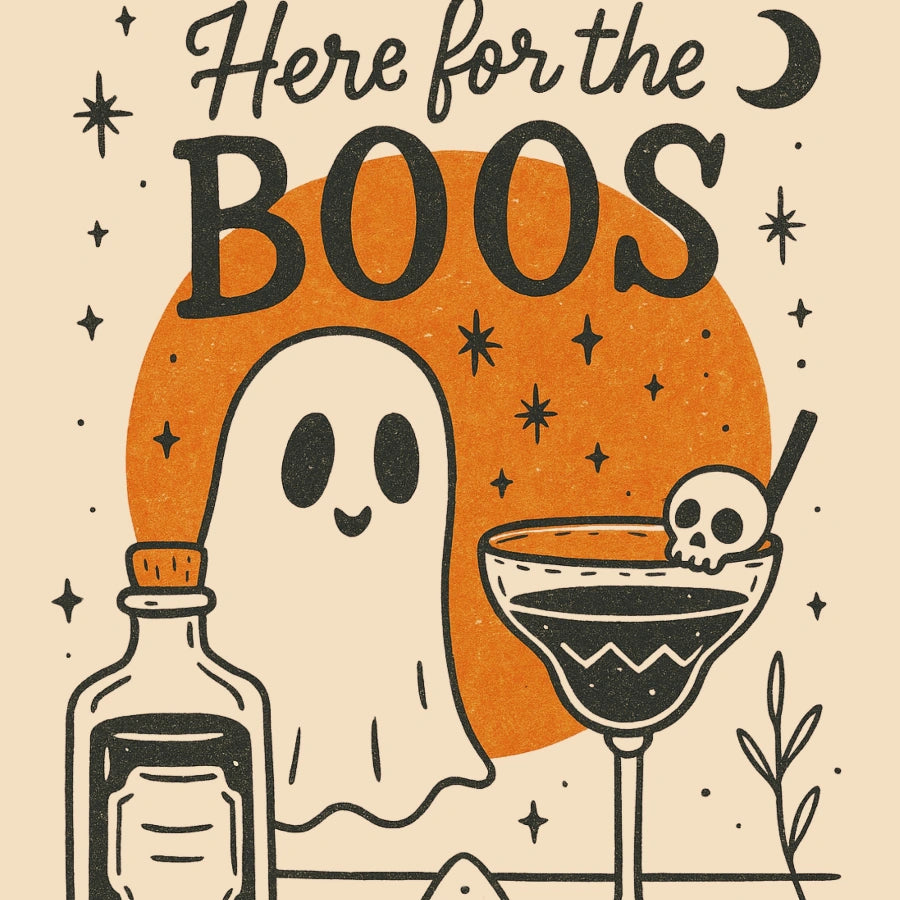Here for the Boos Print – Funny Halloween Cocktail Wall Art