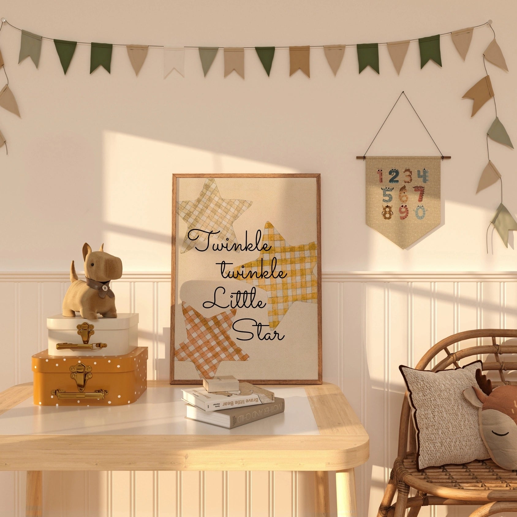 Vintage Gingham Star Wall Art