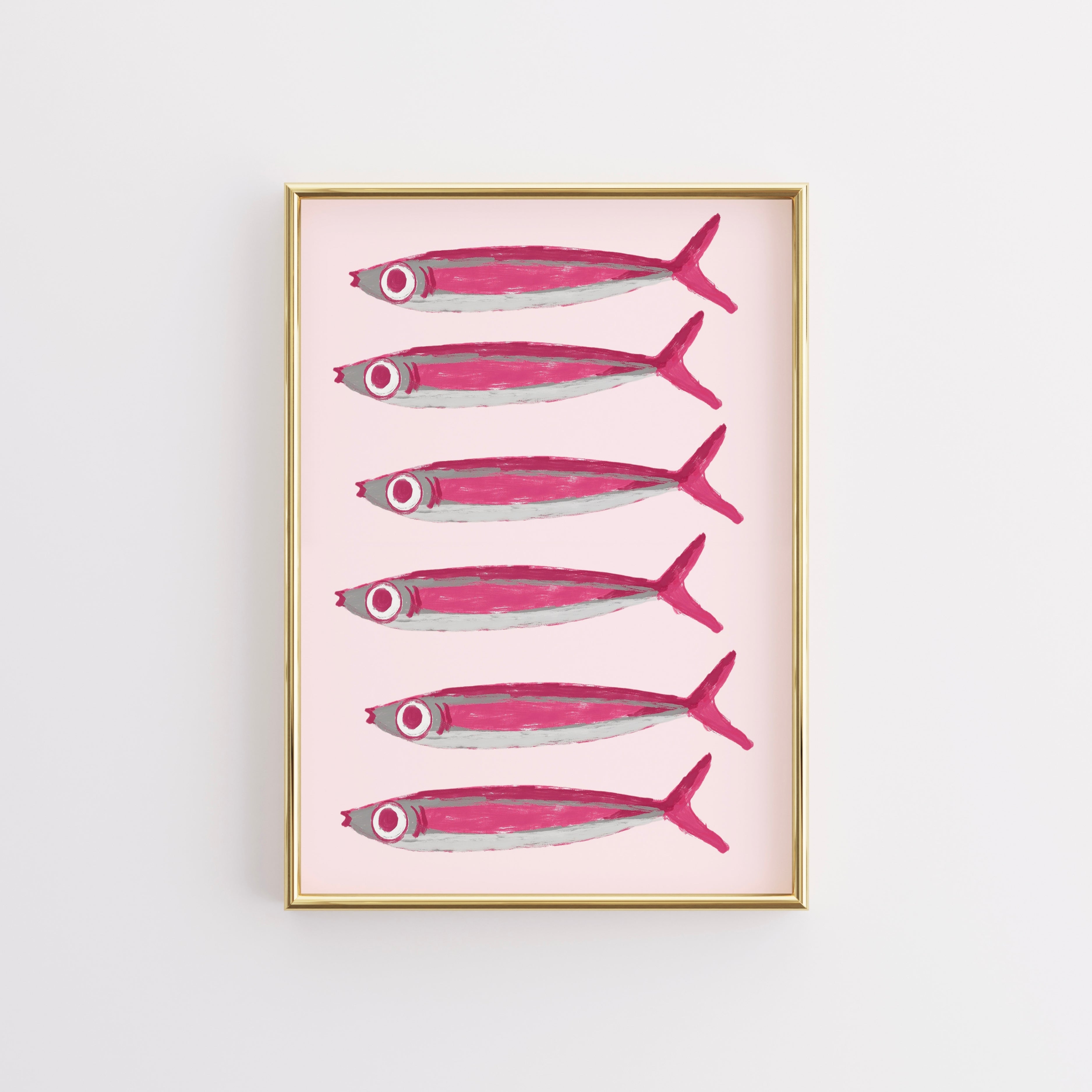 Pink Fish Wall Art – Coastal Kitchen Decor