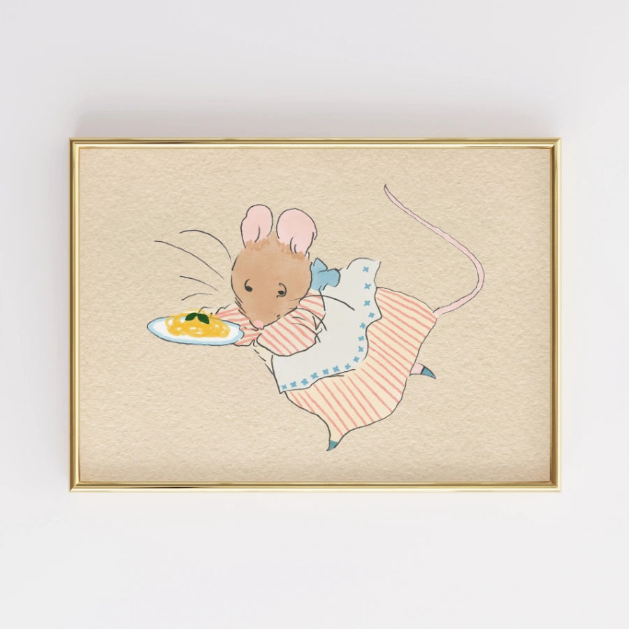 Mouse Vintage Nursery Print – Retro Animal Wall Art