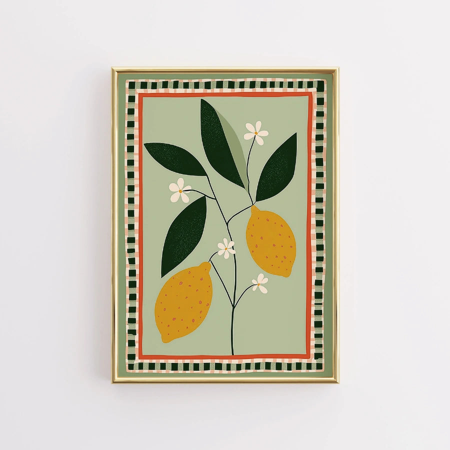 Decorazione murale da cucina con limone – Stampa di frutta mediterranea 