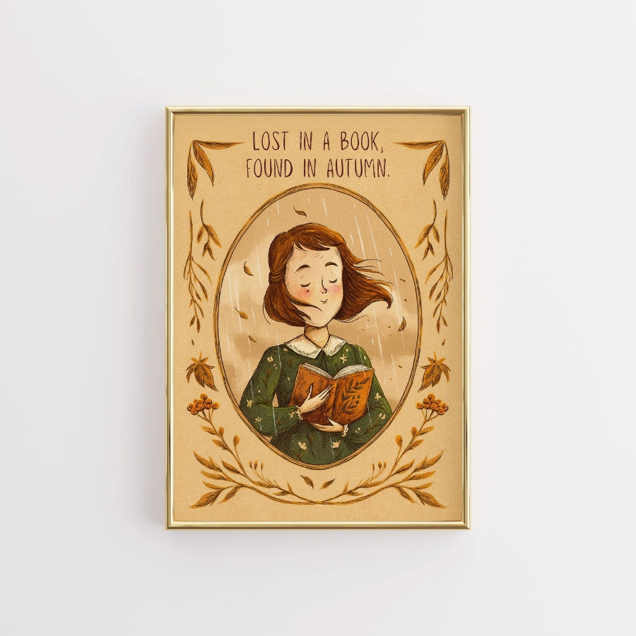 Autumn Reading Wall Art - Cozy Book Lover Print