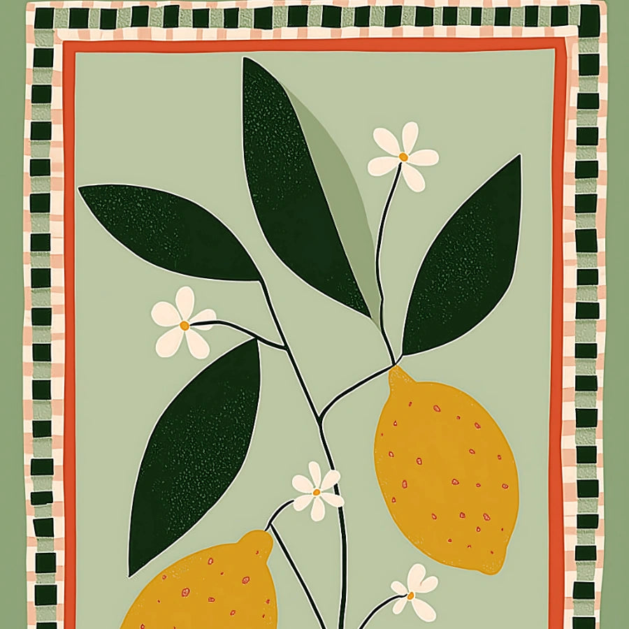 Decorazione murale da cucina con limone – Stampa di frutta mediterranea 