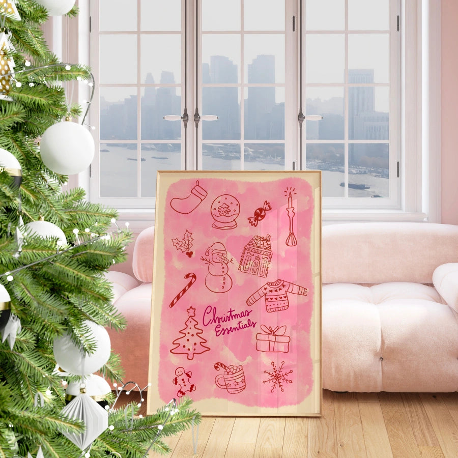 Articoli essenziali per Natale – Poster di Natale preppy
