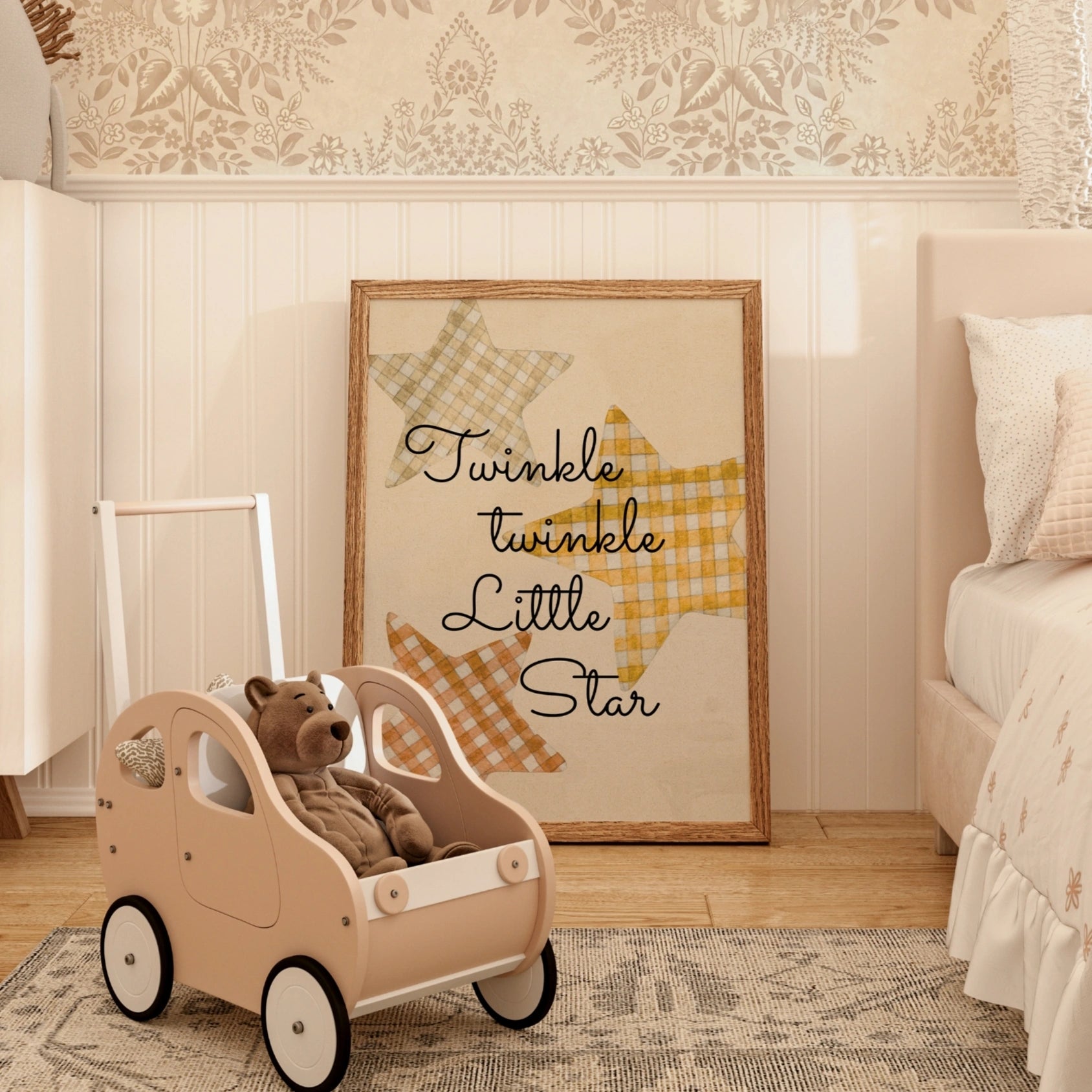 Vintage Gingham Star Wall Art