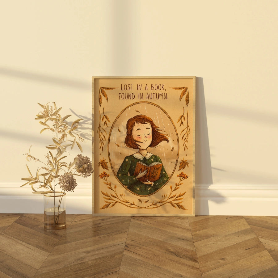 Autumn Reading Wall Art - Cozy Book Lover Print