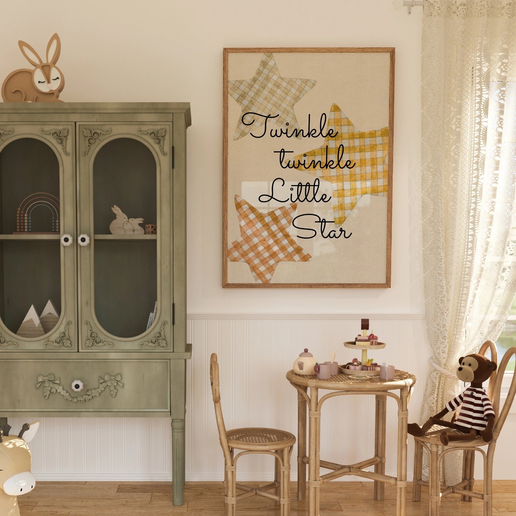 Vintage Gingham Star Wall Art