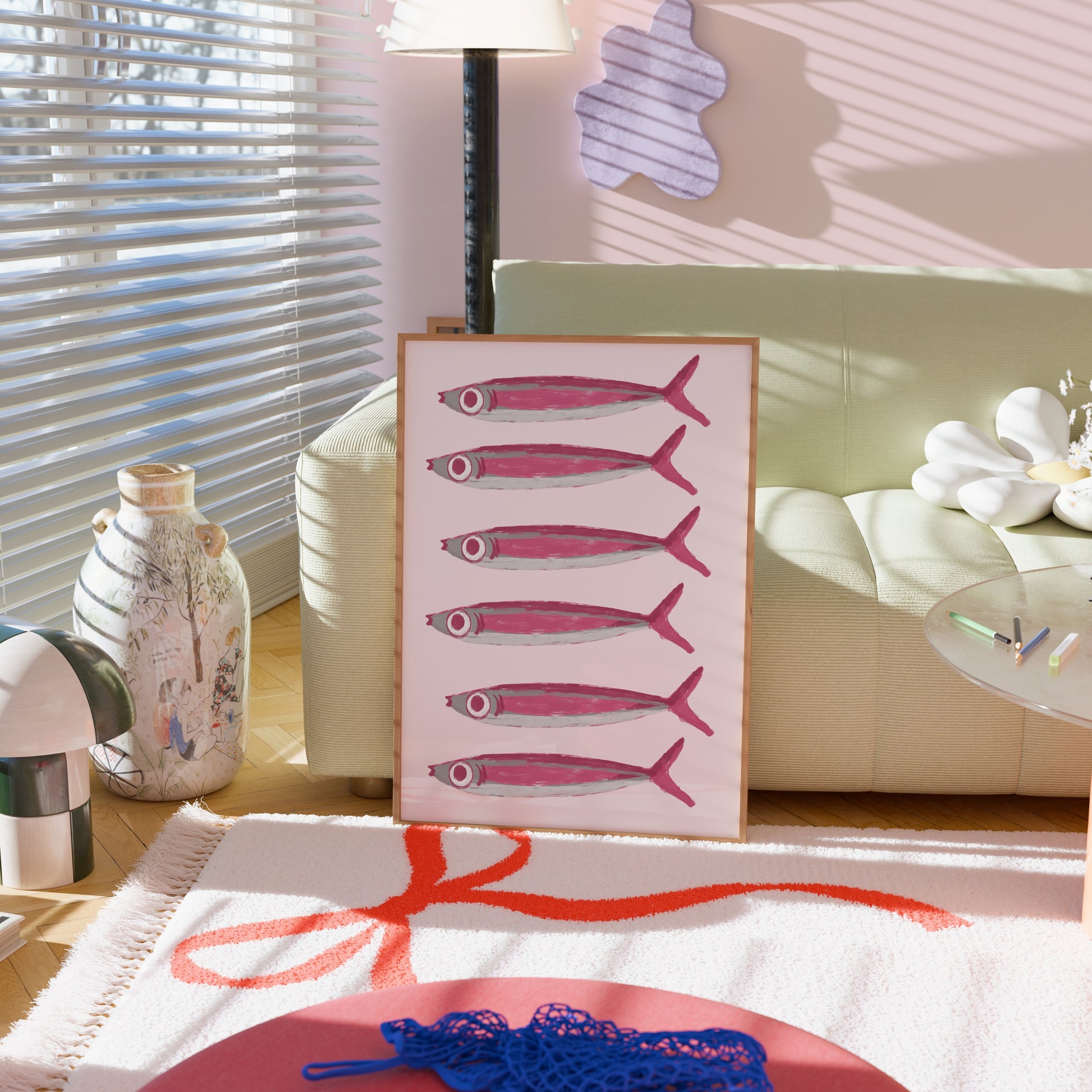 Pink Fish Wall Art – Coastal Kitchen Decor