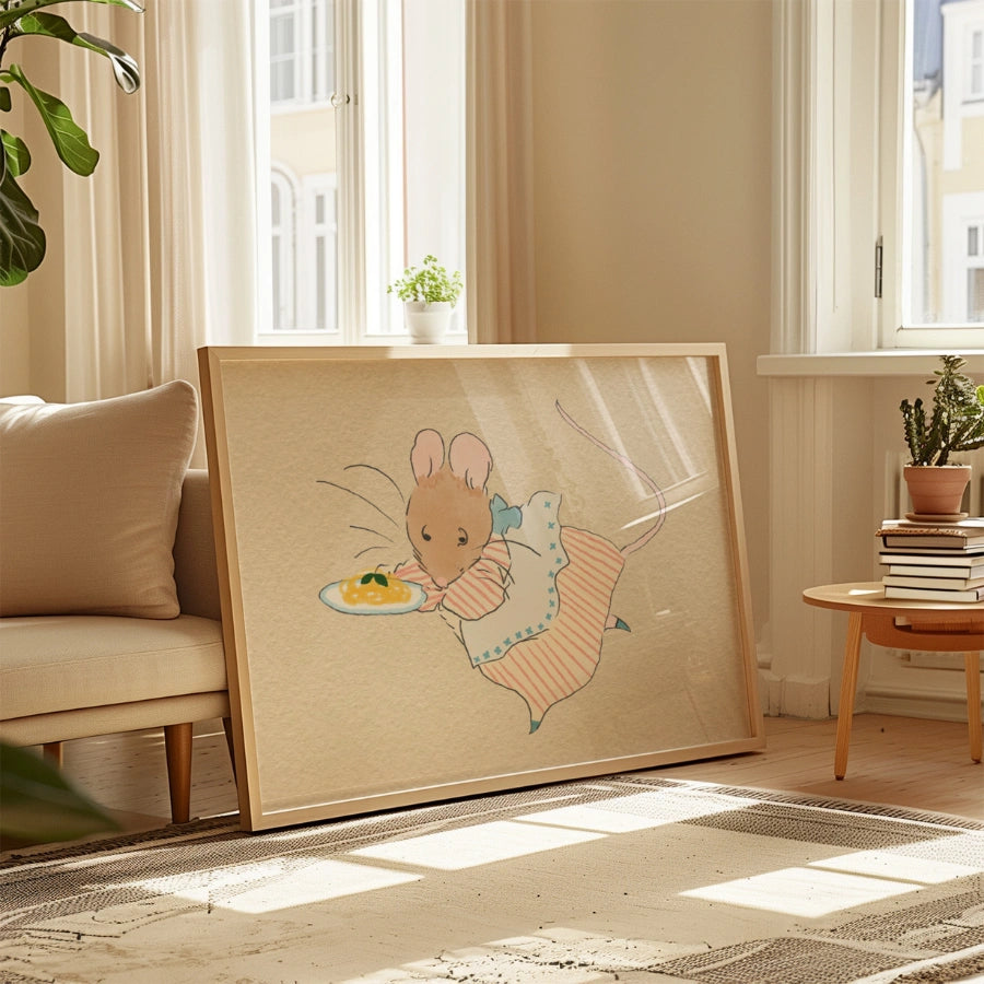Mouse Vintage Nursery Print – Retro Animal Wall Art