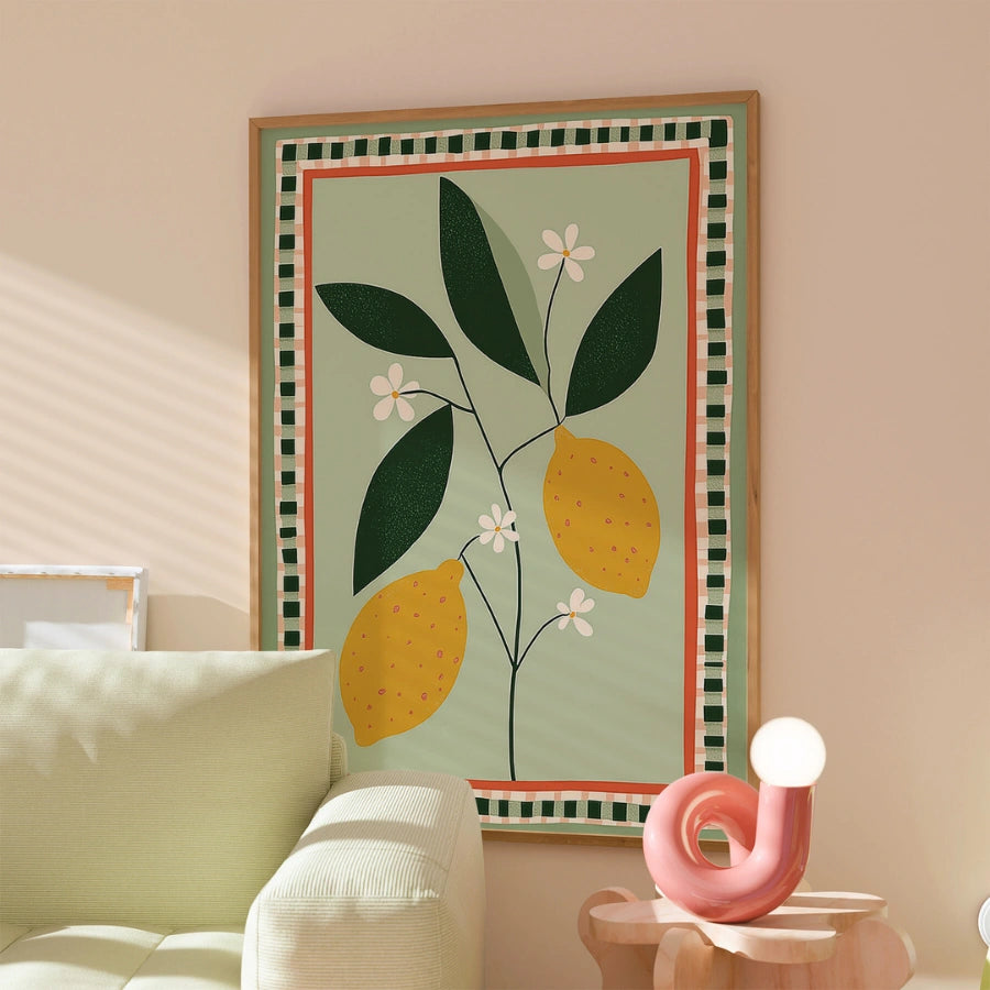 Decorazione murale da cucina con limone – Stampa di frutta mediterranea 