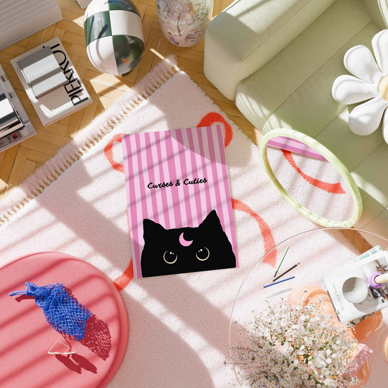 Curses and Cuties Cat  – Halloween Print