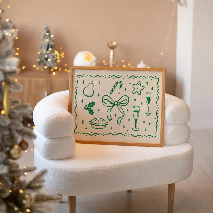 Christmas Icons Wall Art - Festive Holiday Decor Print