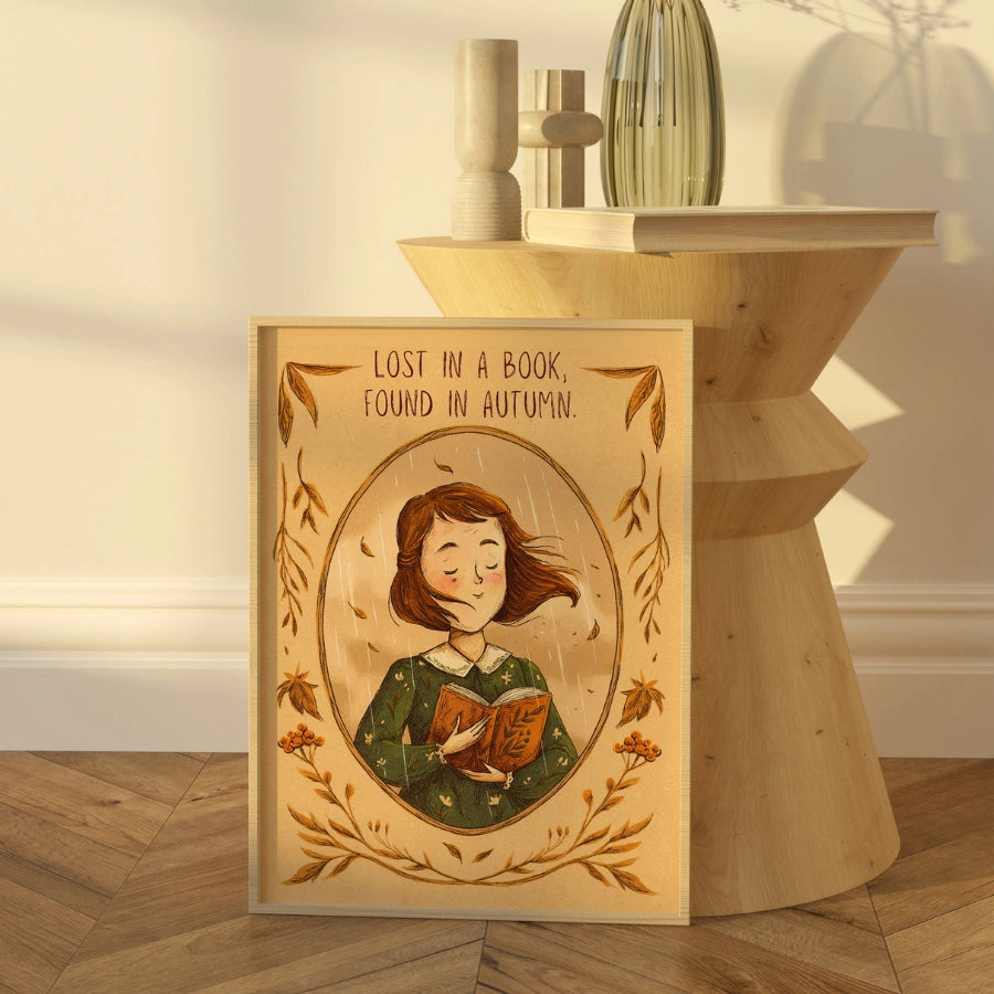 Autumn Reading Wall Art - Cozy Book Lover Print