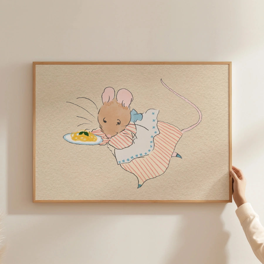 Mouse Vintage Nursery Print – Retro Animal Wall Art