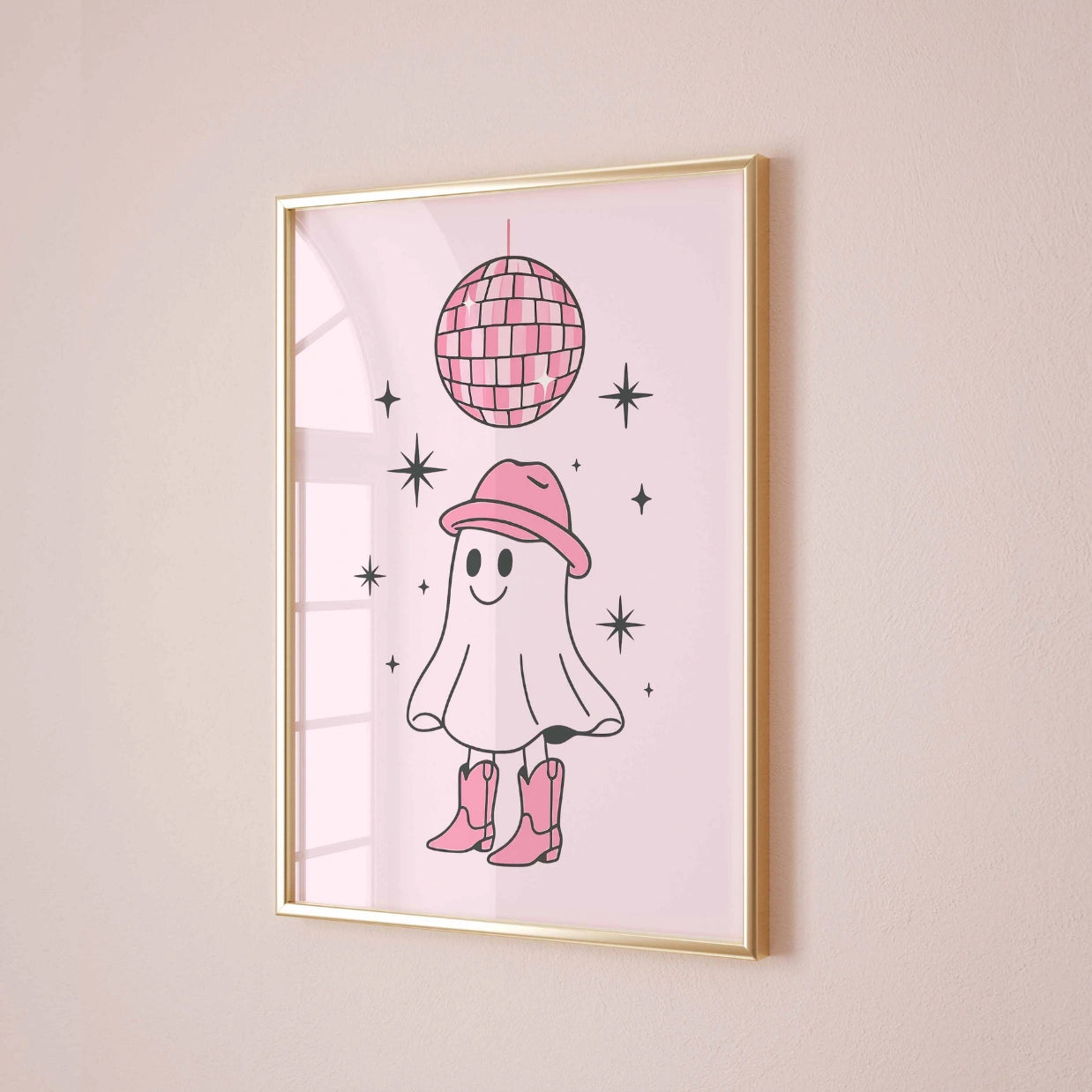 Cowgirl Ghost Disco – Pink Western Halloween Print
