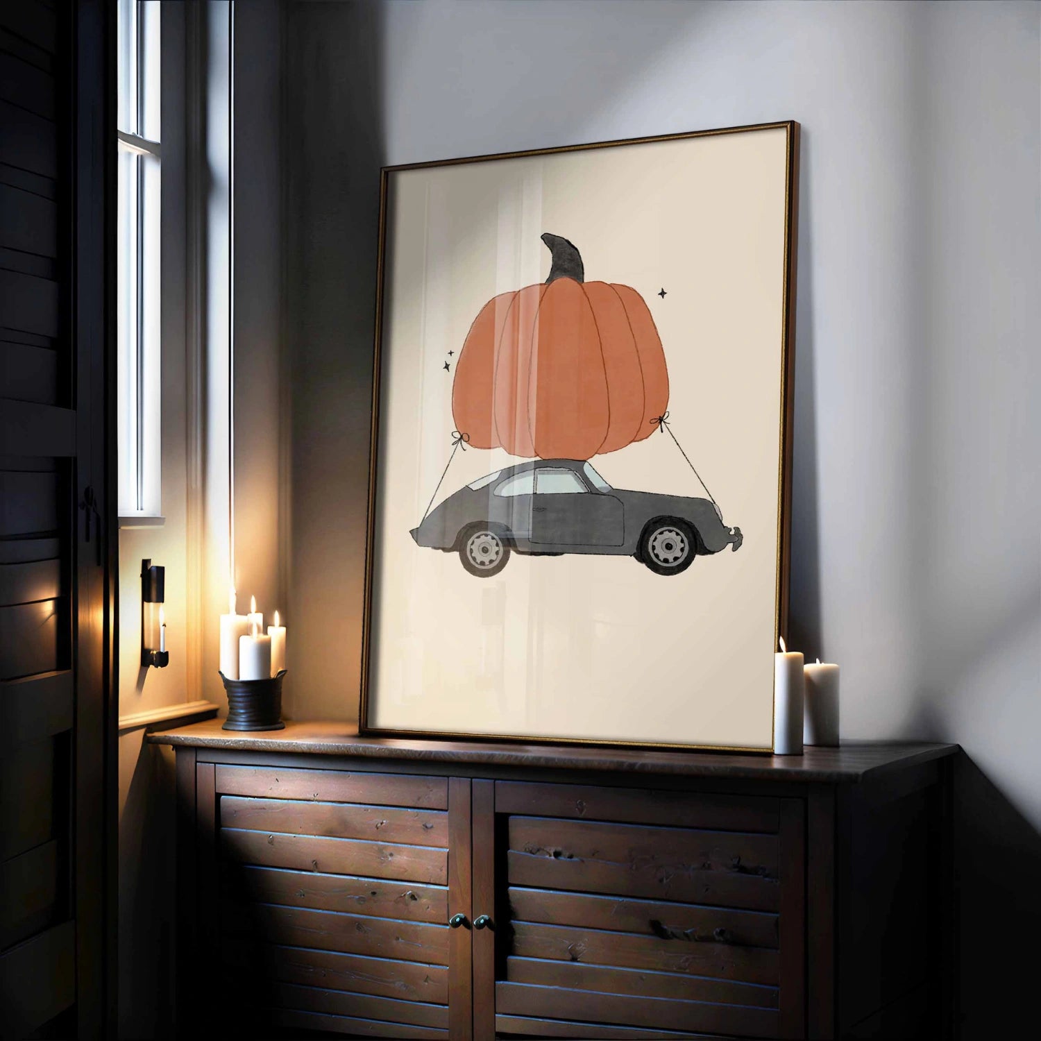 Pumpkin Car Wall Art – Halloween Print