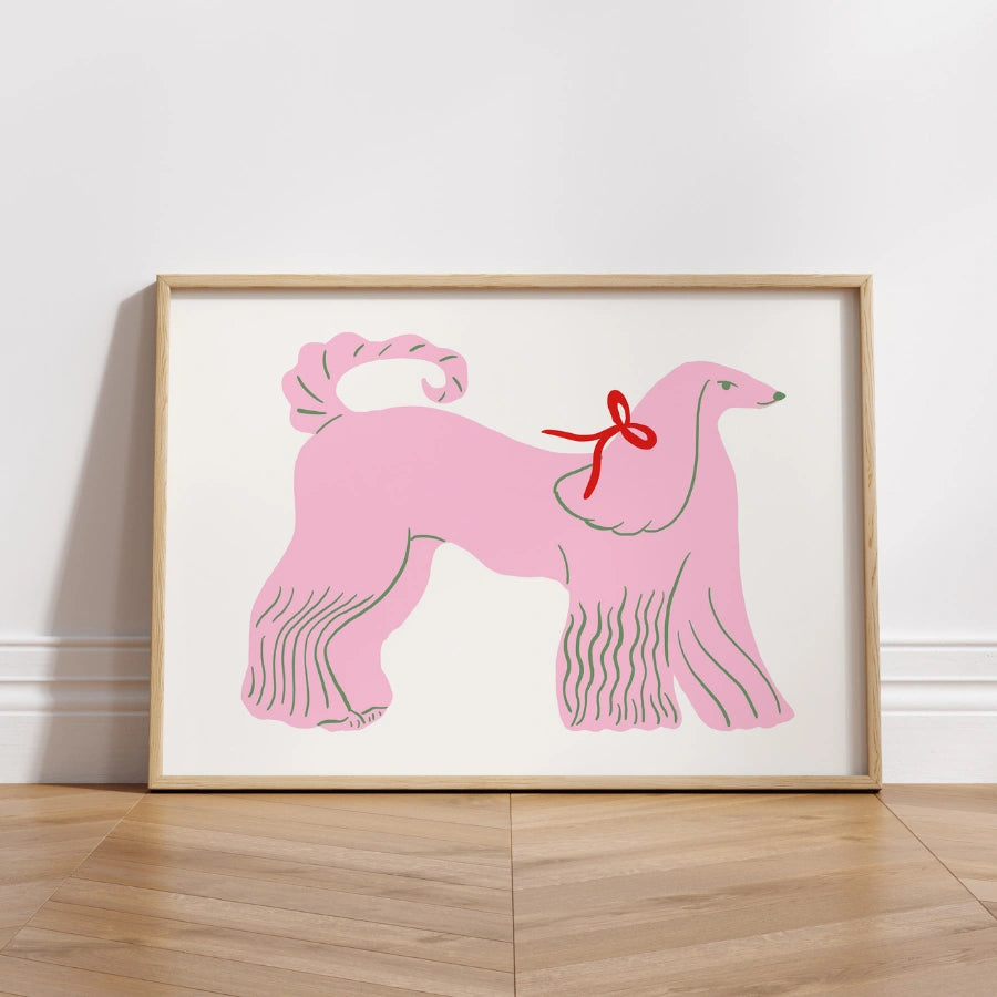 Rosa Pudel-Kinderzimmerbild – Niedliche Tier-Wandkunst für Kinder