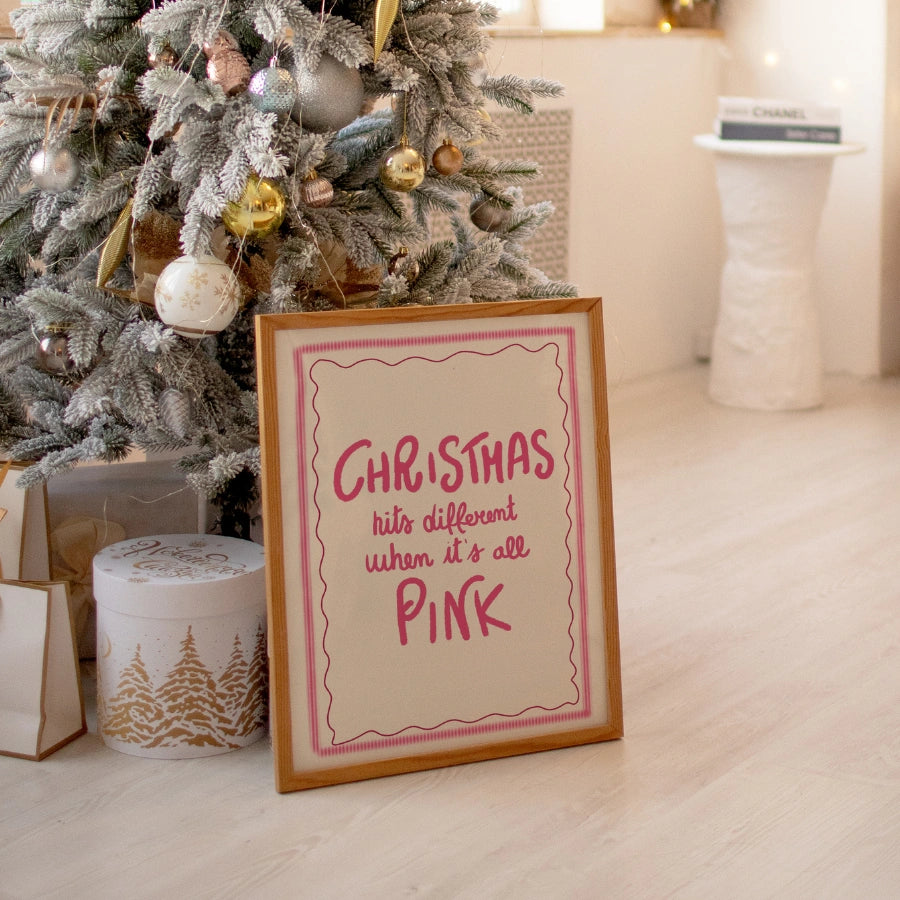 Pink Christmas Vibes – Funny Preppy Christmas Wall Art