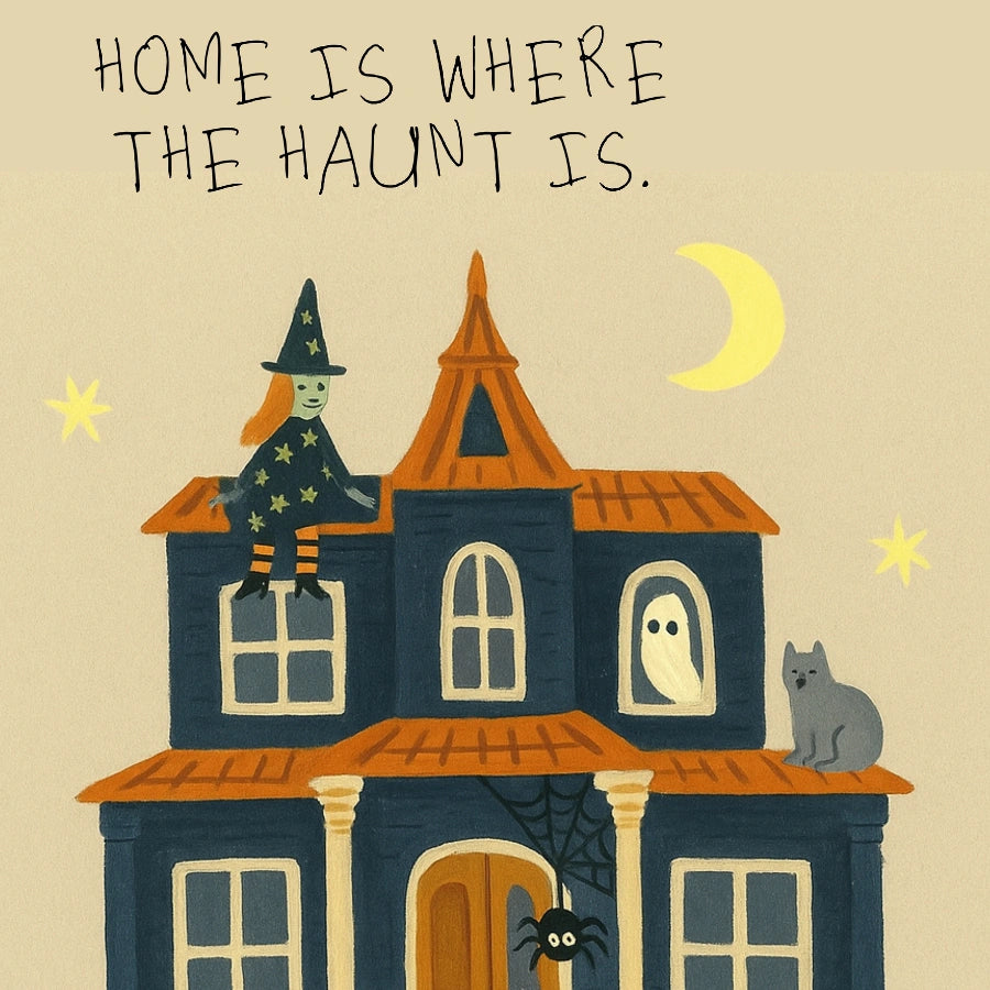 Haunted House Halloween Print – Cute Witch Wall Art