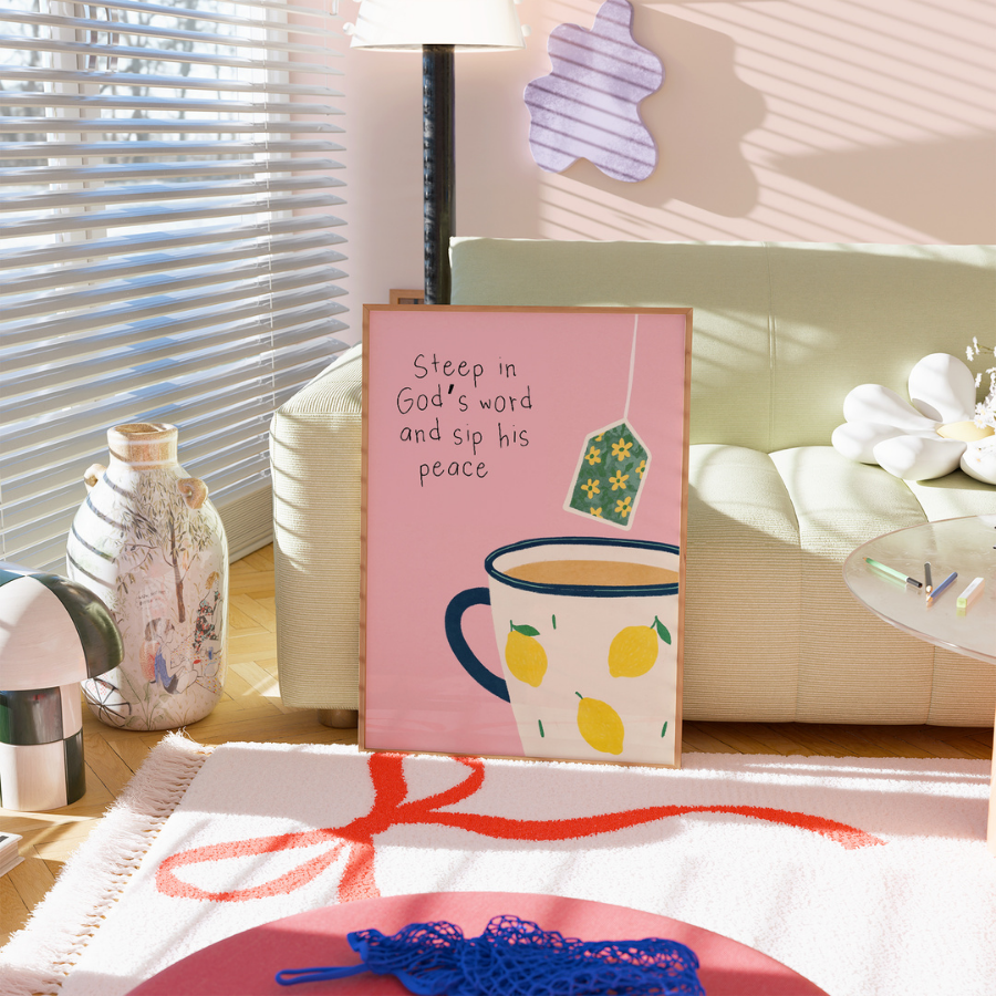 Tea with Jesus Christian Wall Art – Steep in God’s Word