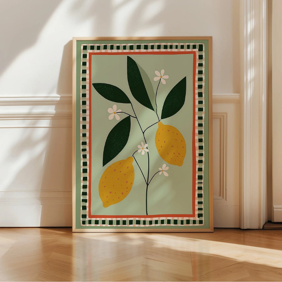 Decorazione murale da cucina con limone – Stampa di frutta mediterranea 