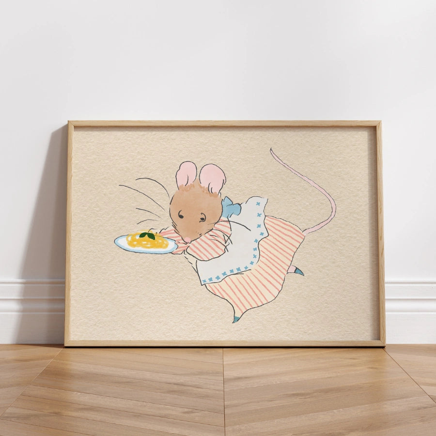 Mouse Vintage Nursery Print – Retro Animal Wall Art