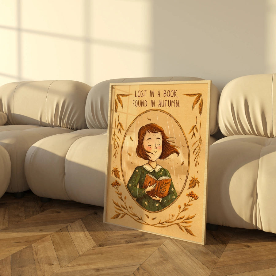 Autumn Reading Wall Art - Cozy Book Lover Print